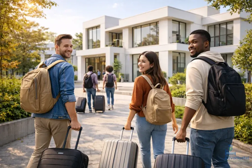 students going to hostel